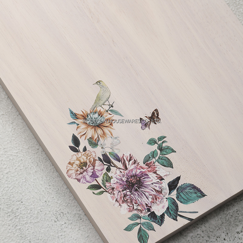 Woodsun New Design White Wash Bamboo Rubber Wood Cutting Board for Kitchen Serving Board