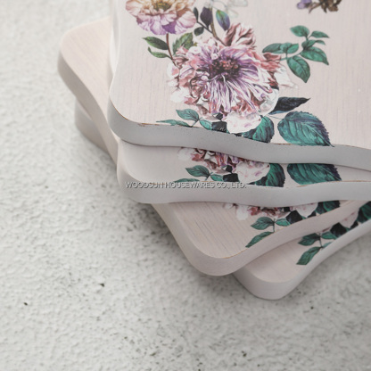 Woodsun Factory Bamboo Rubber Drink Coffee Coaster Set for Cup