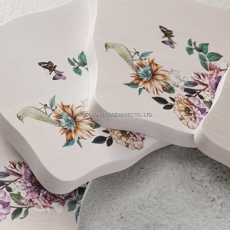 Woodsun Factory Bamboo Rubber Drink Coffee Coaster Set for Cup