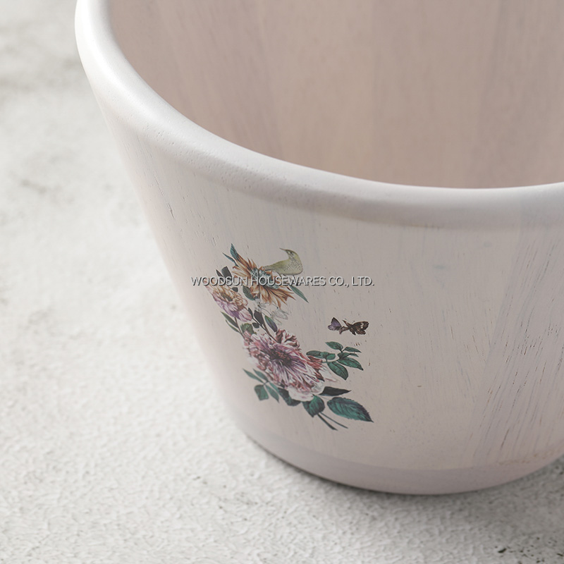 Woodsun Modern White Wash Rubber Wooden Salad Bowls Party