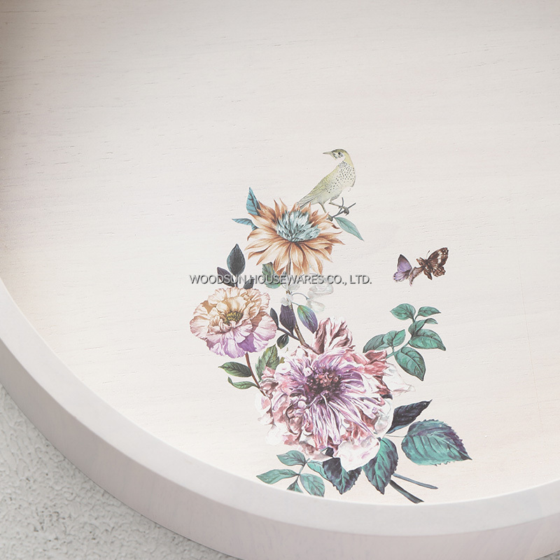 Woodsun Kitchen Containers Round Food Serving Tray Board Set