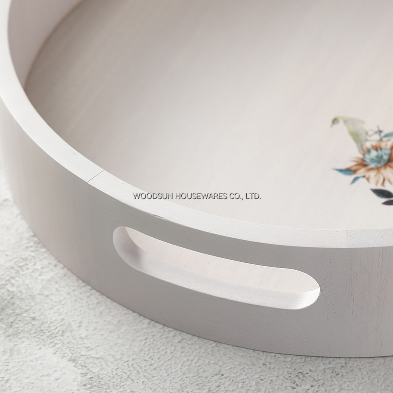 Woodsun Kitchen Containers Round Food Serving Tray Board Set