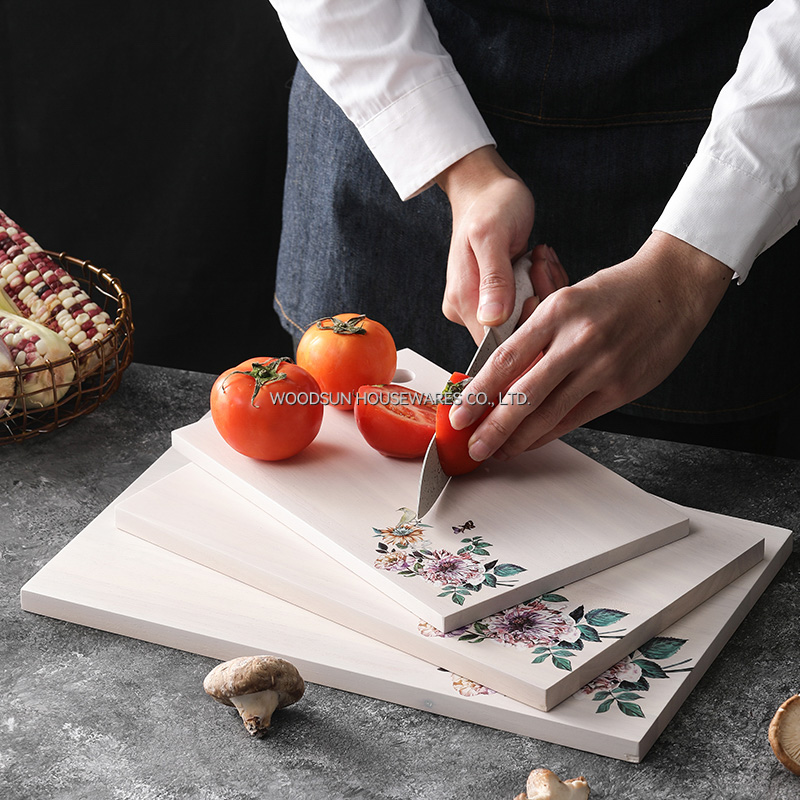 Woodsun New Design White Wash Bamboo Rubber Wood Cutting Board for Kitchen Serving Board