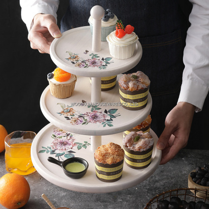 Woodsun Muti-purpose Wholesale Wood 3 Layers Cake Stand Plate for Party Cupcake Stand