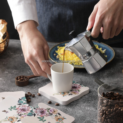 Woodsun Factory Bamboo Rubber Drink Coffee Coaster Set for Cup