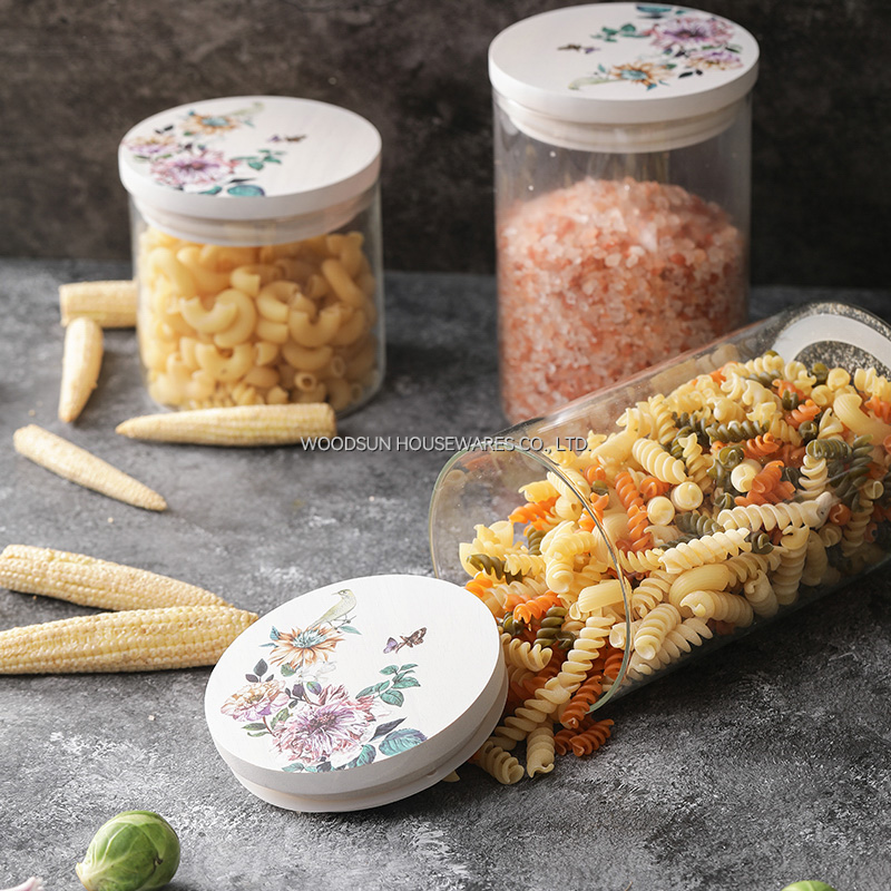 Woodsun 2025 New Design Kitchen Containers Food Storage Glass Canisters