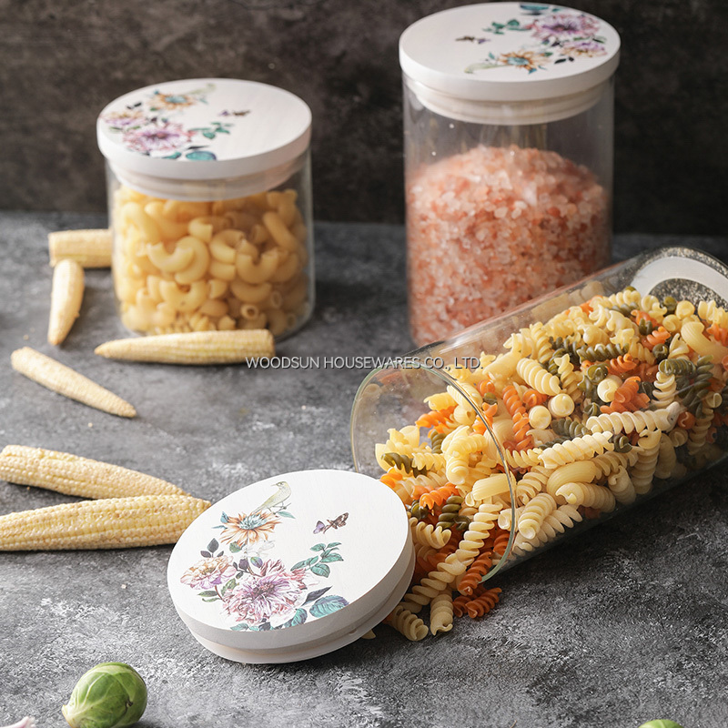 Woodsun 2025 New Design Kitchen Containers Food Storage Glass Canisters