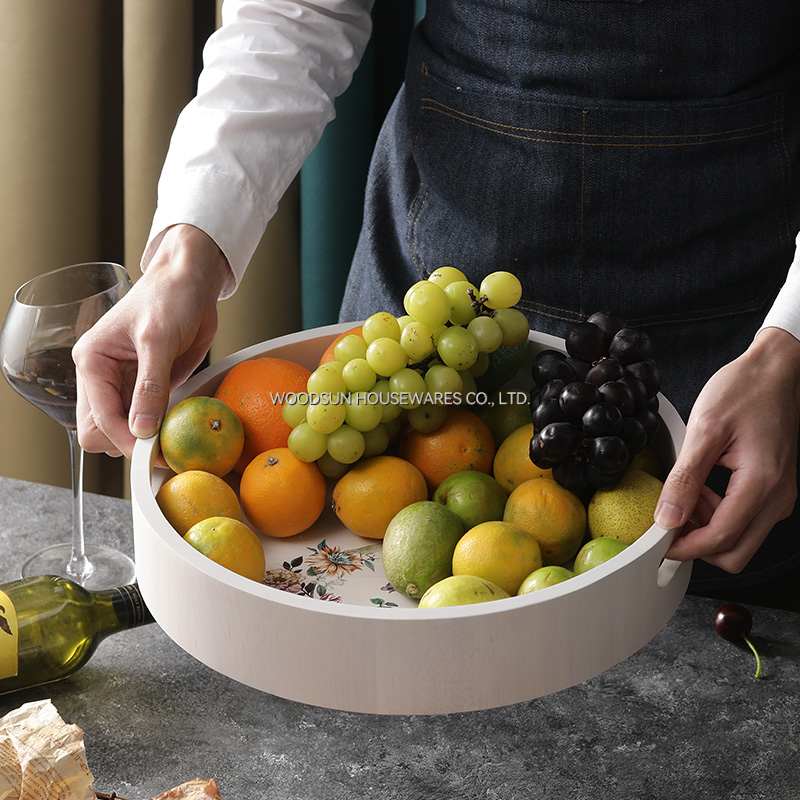 Woodsun Kitchen Containers Round Food Serving Tray Board Set