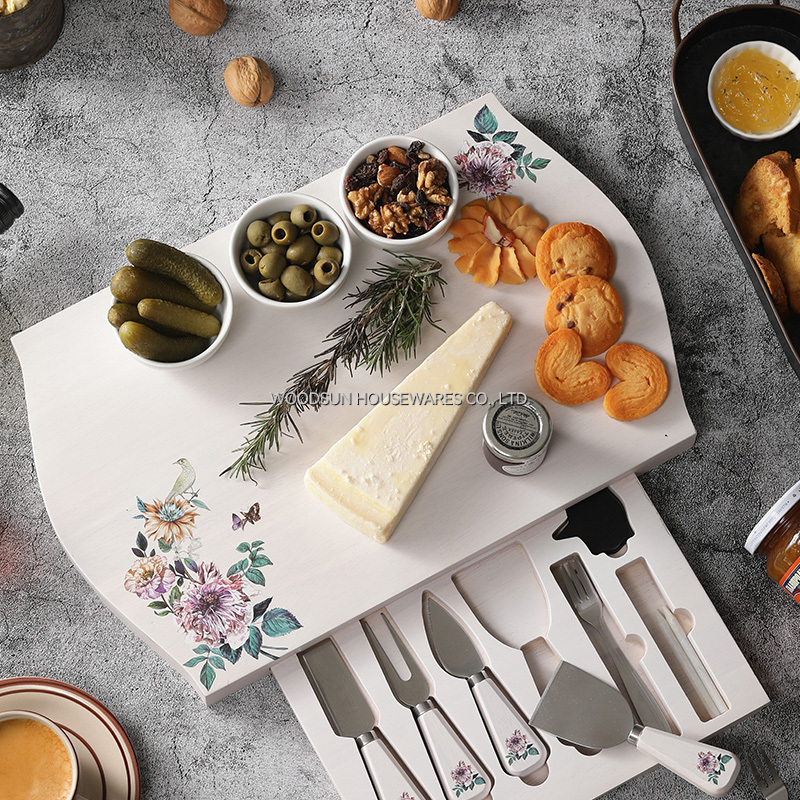 Woodsun White Wash Expandable Wholesale Cheese Board Wood Charcuterie Board