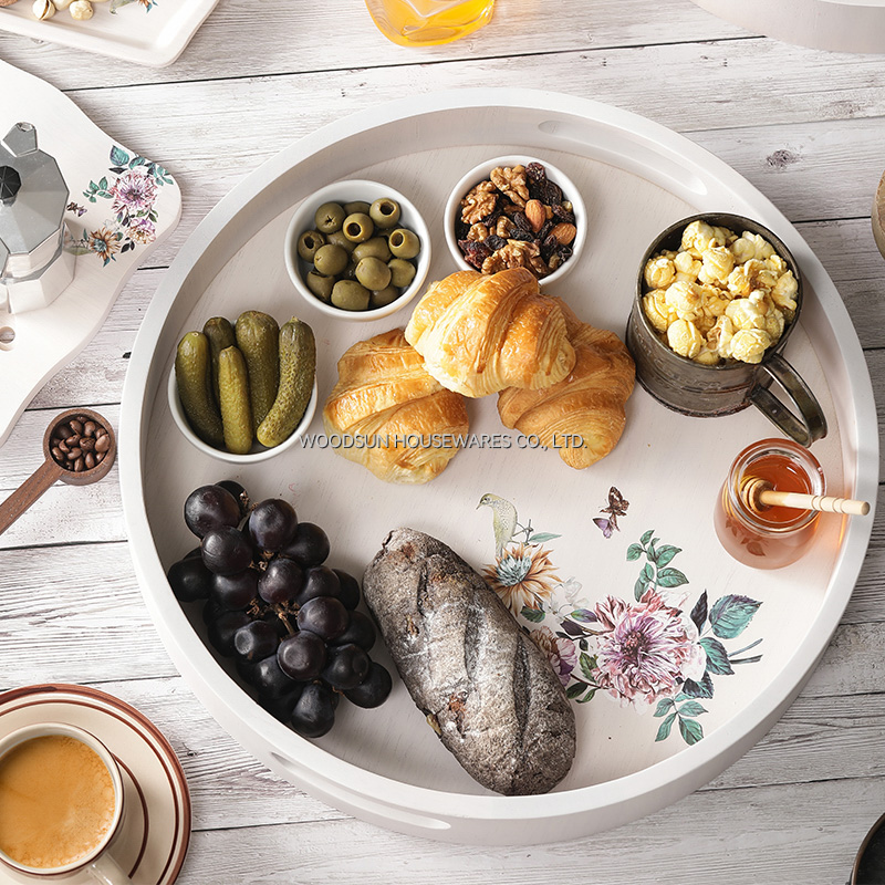 Woodsun Kitchen Containers Round Food Serving Tray Board Set