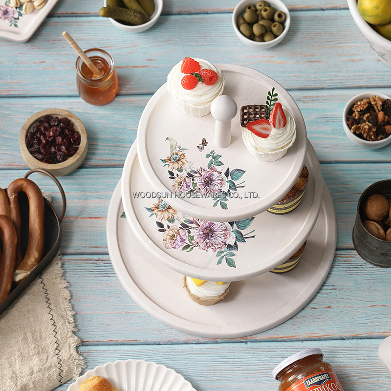 Woodsun Muti-purpose Wholesale Wood 3 Layers Cake Stand Plate for Party Cupcake Stand