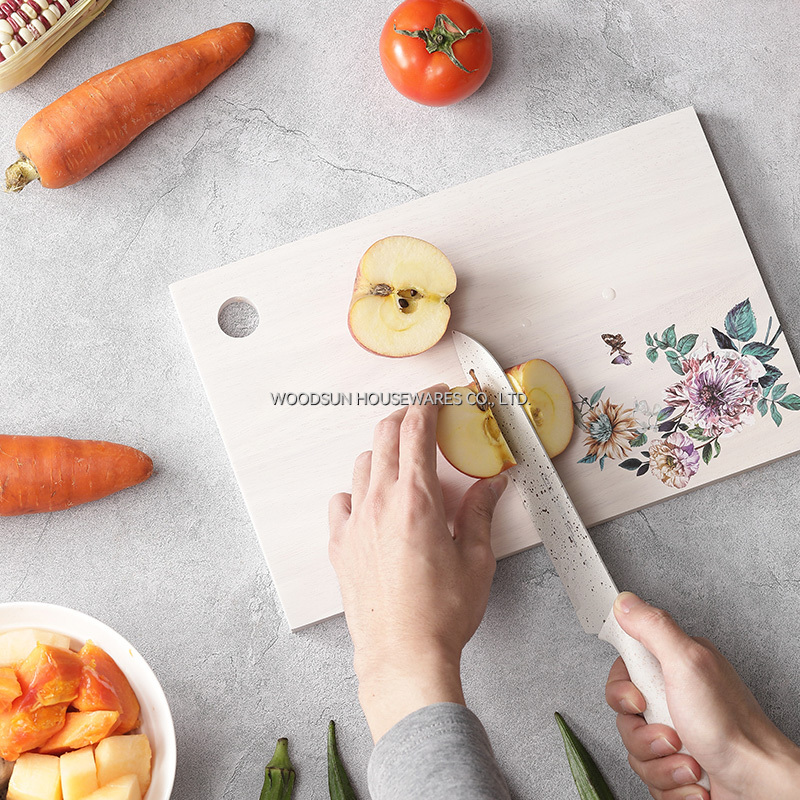 Woodsun New Design White Wash Bamboo Rubber Wood Cutting Board for Kitchen Serving Board