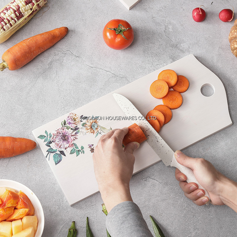 Woodsun New Design White Wash Bamboo Rubber Wood Board Kitchen Serving Board