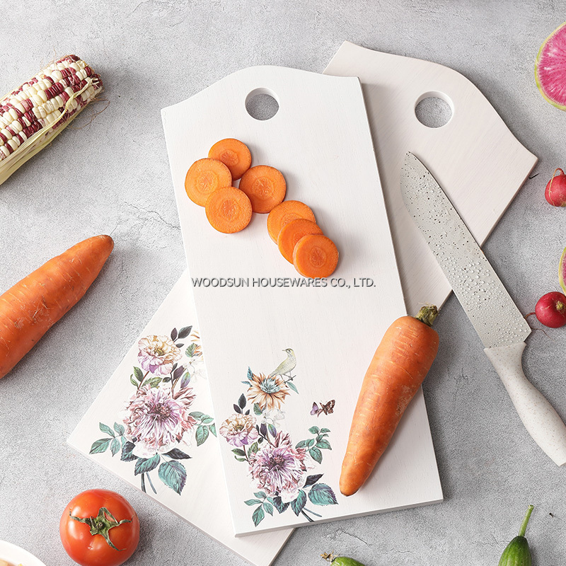 Woodsun New Design White Wash Bamboo Rubber Wood Board Kitchen Serving Board