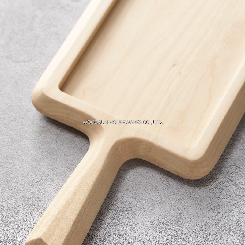 Woodsun Birch Wood Non-slip Tray Cake Fruit Snacks Plate With Handle