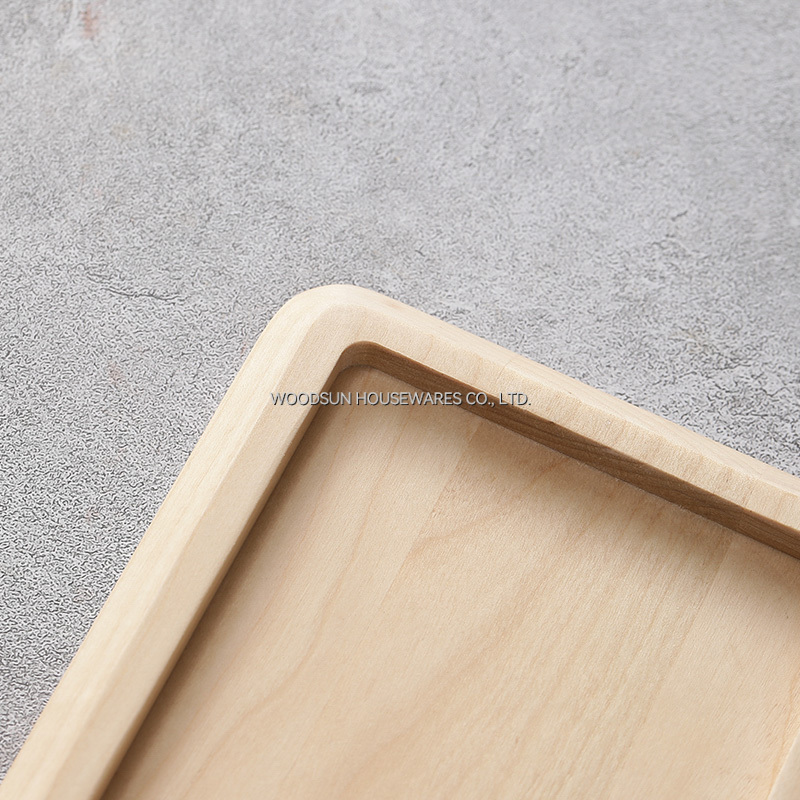 Woodsun Birch Wood Non-slip Tray Cake Fruit Snacks Plate With Handle