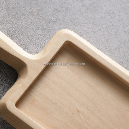Woodsun Birch Wood Non-slip Tray Cake Fruit Snacks Plate With Handle