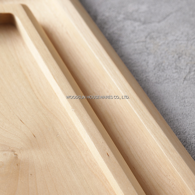 Woodsun Birch Wood Non-slip Tray Fruit Snacks Wooden Plate Boards for Serving Food