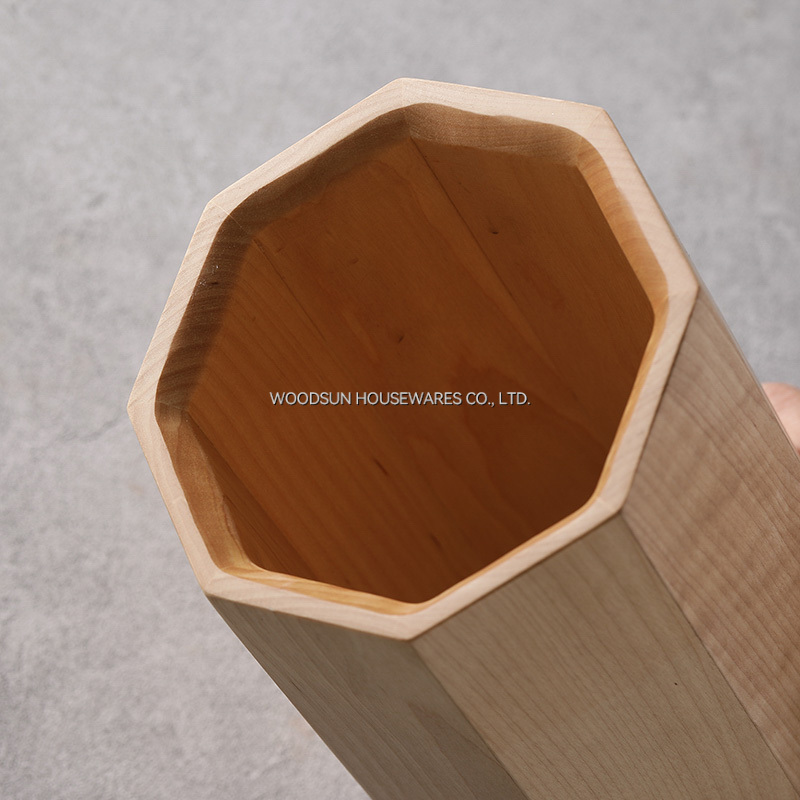 Woodsun Custom Manufacturer Birch Wood Round Kitchen Cutlery Holder Spoon Holder