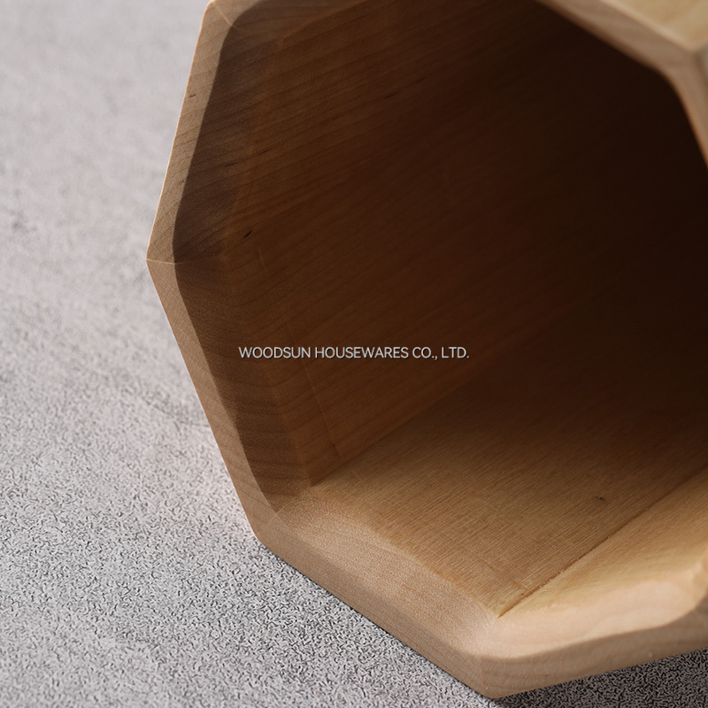 Woodsun Custom Manufacturer Birch Wood Round Kitchen Cutlery Holder Spoon Holder