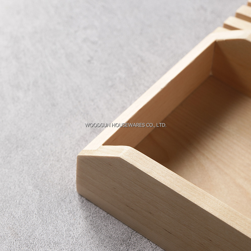Woodsun ODM OEM Birch Wood Knife Block Holder With Slots