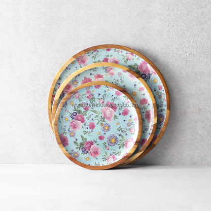 Wooden Custom Wooden Kids Snack Tray Plate Creative Snack Plate Fruit Platter