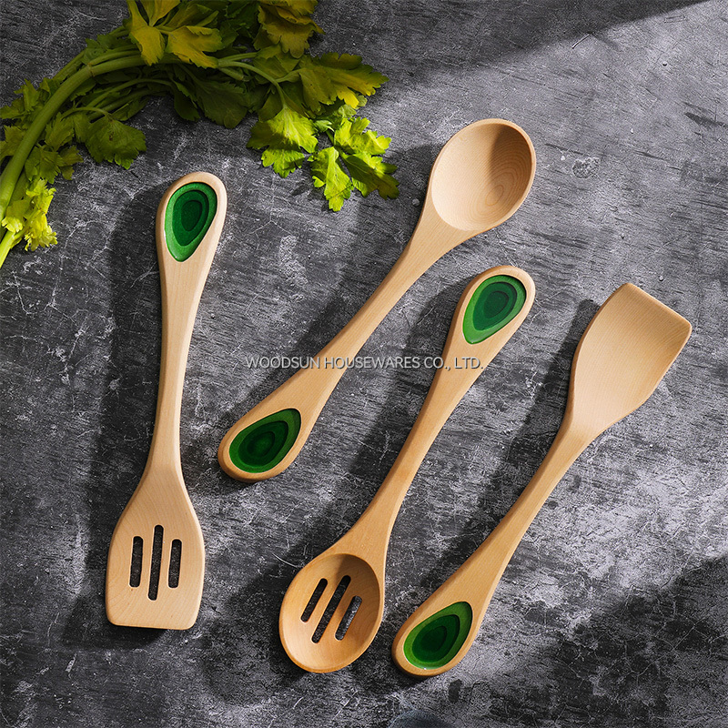 Woodsun Custom Cooking Tools Kitchen Wooden Utensils For Cooking Cutlery Set