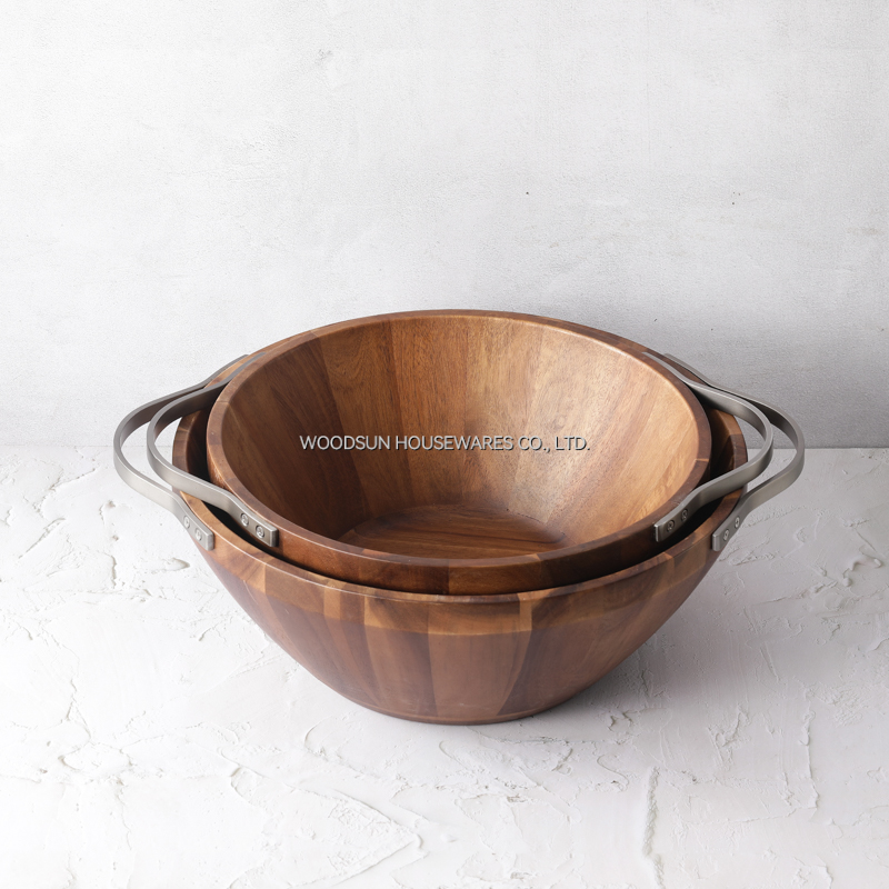 Woodsun Acacia Wood Dough Bowl Wooden Salad Bowl Set and Factory Large Wood Bowl Manufacturer