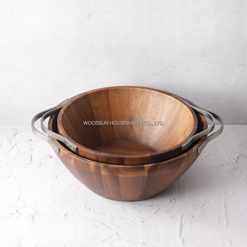Woodsun Acacia Wood Dough Bowl Wooden Salad Bowl Set and Factory Large Wood Bowl Manufacturer