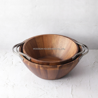 Woodsun Acacia Wood Dough Bowl Wooden Salad Bowl Set and Factory Large Wood Bowl Manufacturer