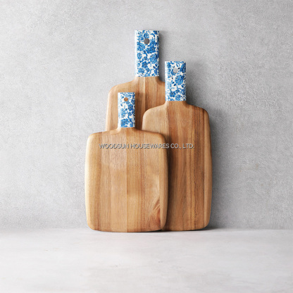 Woodsun Decal Pattern Design Acacia Wood Cutting Boards Wholesale