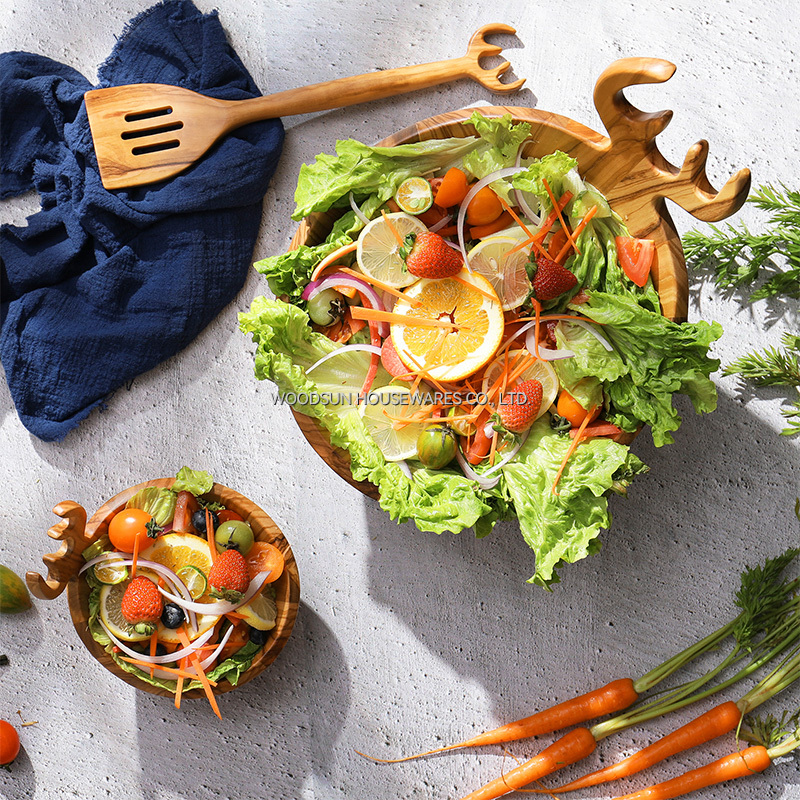 Woodsun Custom Manufacturer Olive Wooden Mixing Large Salad Bowls For Sale