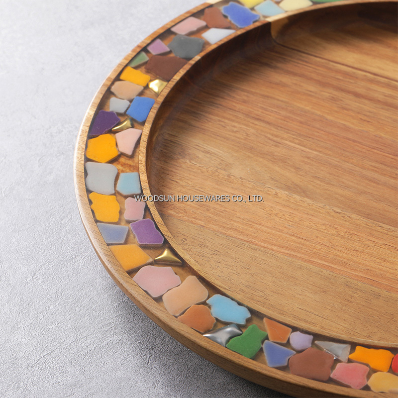 Woodsun Acacia Resin Wood Serving Round Plate