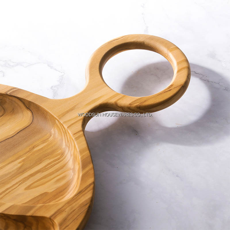 Woodsun Modern 3 Grids Chip and Dip Wooden Serve Plates