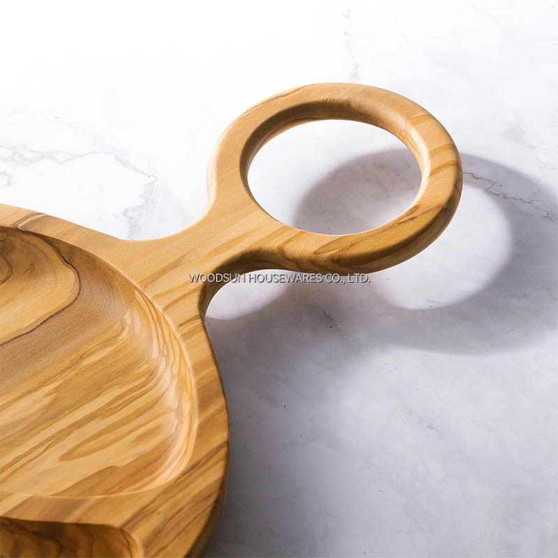 Woodsun Modern 3 Grids Chip and Dip Wooden Serve Plates