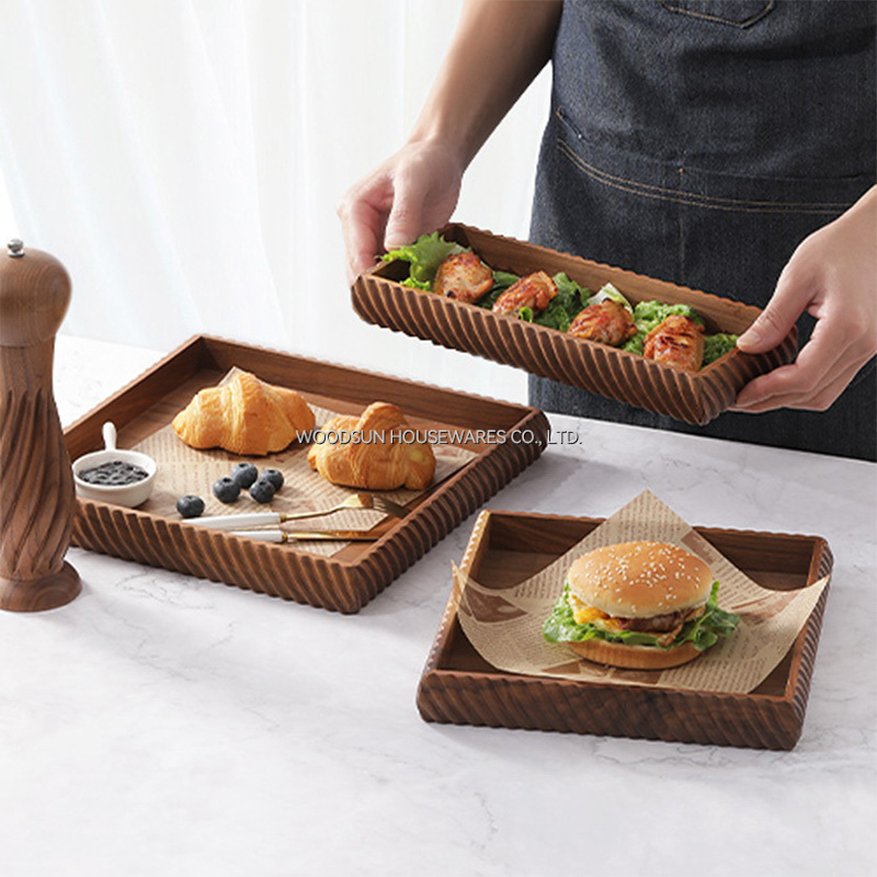 WoodSun Custom Food Dessert Trays Serving Trays For Restaurant