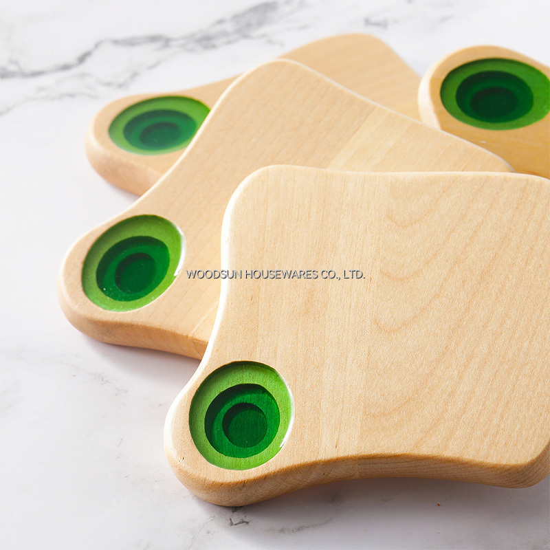Woodsun Wholesale Custom White Birch Resin Posavasos De Madera Cup Coaster