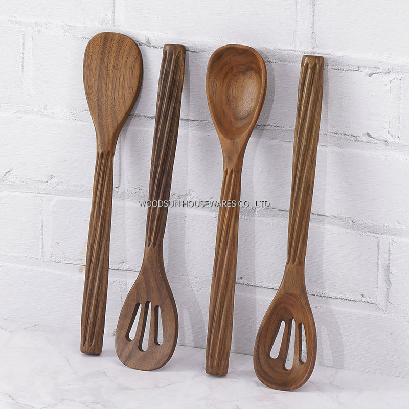 Woodsun New Product Ideas 2025 Trend Black Walnut Cutlery Spoon Spatula Set For Sale