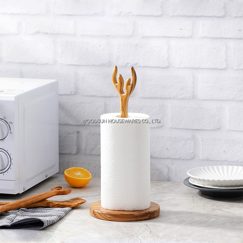 Woodsun Custom Olive Wood Bathroom Paper Towel Holder 2025 Alibaba Supplier