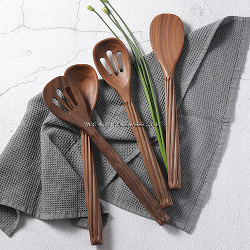 Woodsun New Product Ideas 2025 Trend Black Walnut Cutlery Spoon Spatula Set For Sale