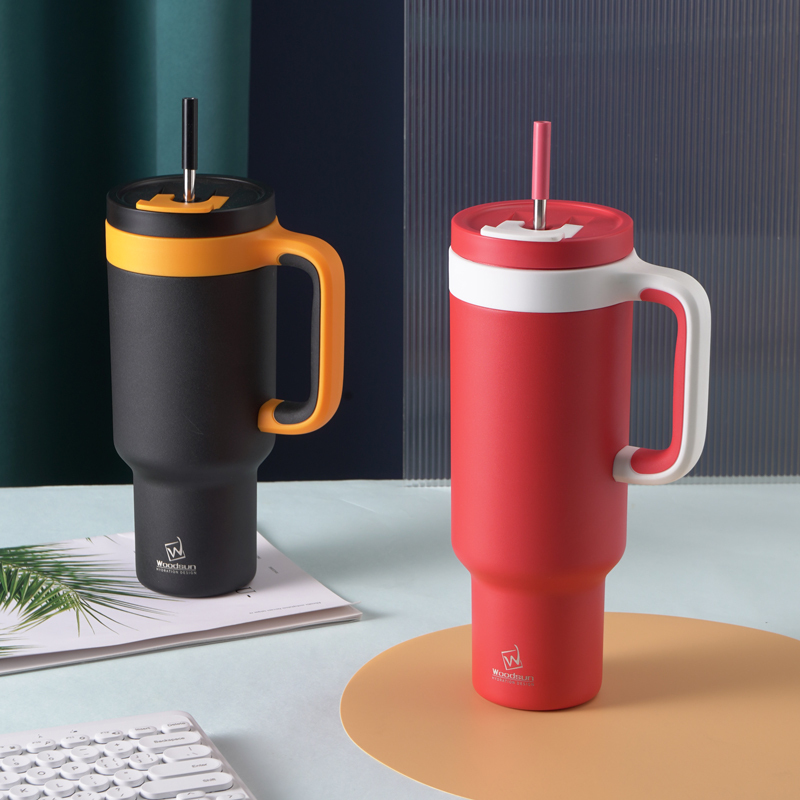 VIGOR Series Custom Logo Keep Water Hot And Cold Double Wall Black Tumbler With Straw Lid