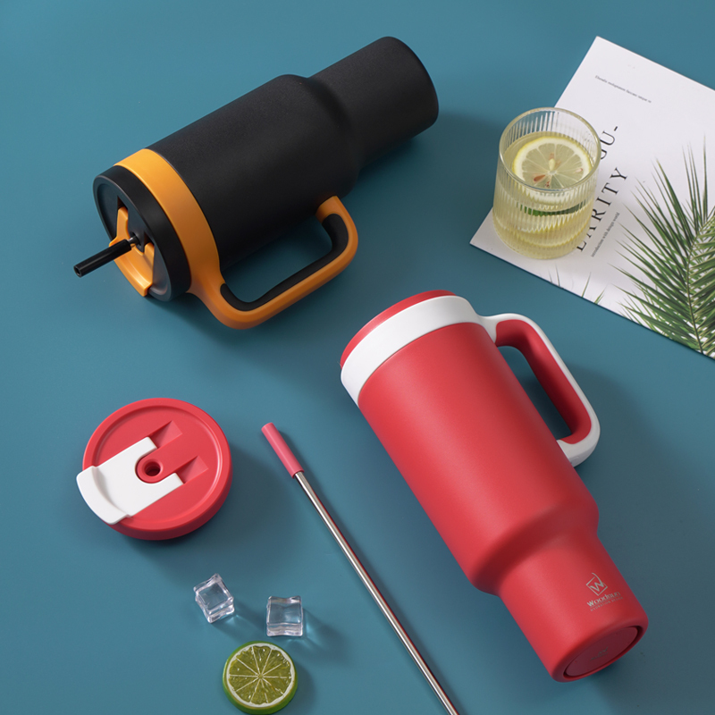 VIGOR Series Custom Logo Keep Water Hot And Cold Double Wall Black Tumbler With Straw Lid