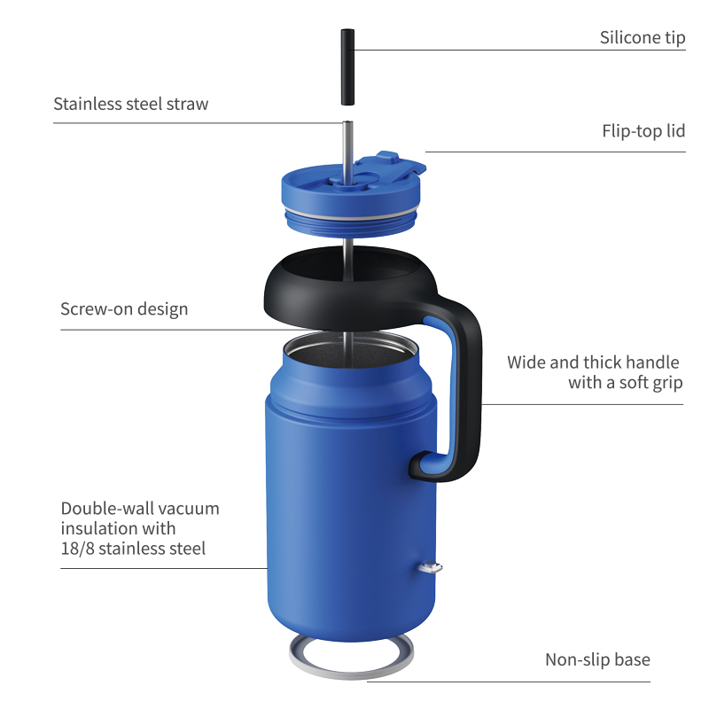 VIGOR Series New Outdoor Camping 64oz Insulated Cups Tumbler With Handle Termos Mug