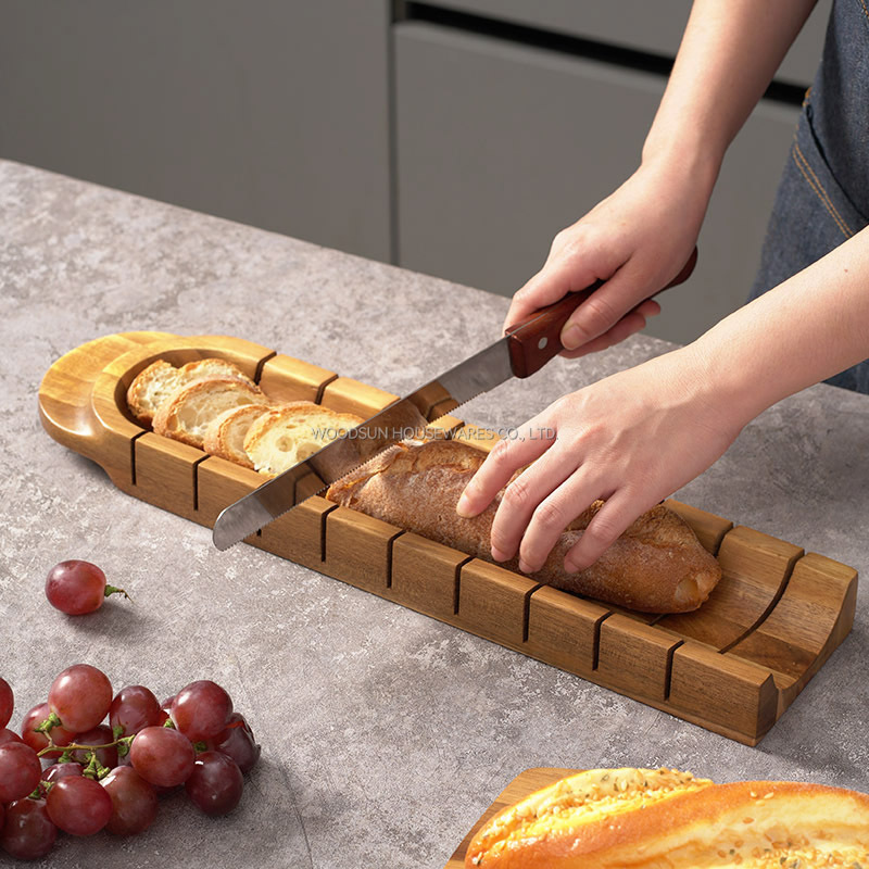 Woodsun Baguette Bread Cutting Board Wood Bread Board With Scale