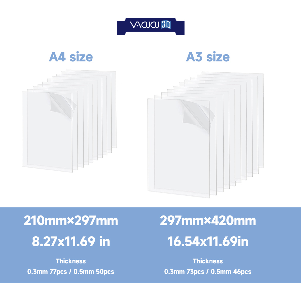 A4 0.3mm PETG Vacuum Former Specialized Sheets 77PCS PETG Vacuum Forming Machine Sheet 0.3mm A4 (210mm×297mm /8.27x11.69 in) Size Transparent Printable Safe for Food