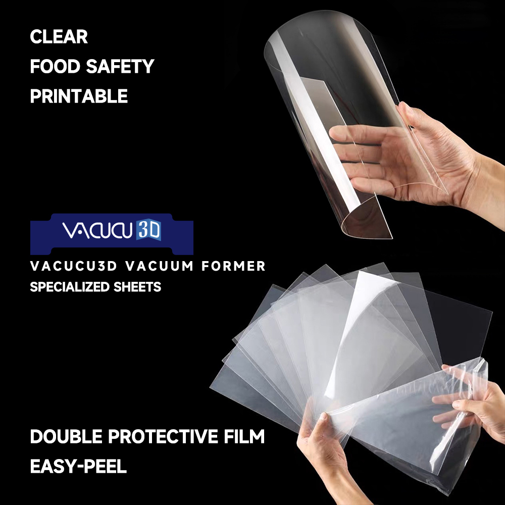 A4 0.3mm PETG Vacuum Former Specialized Sheets 77PCS PETG Vacuum Forming Machine Sheet 0.3mm A4 (210mm×297mm /8.27x11.69 in) Size Transparent Printable Safe for Food