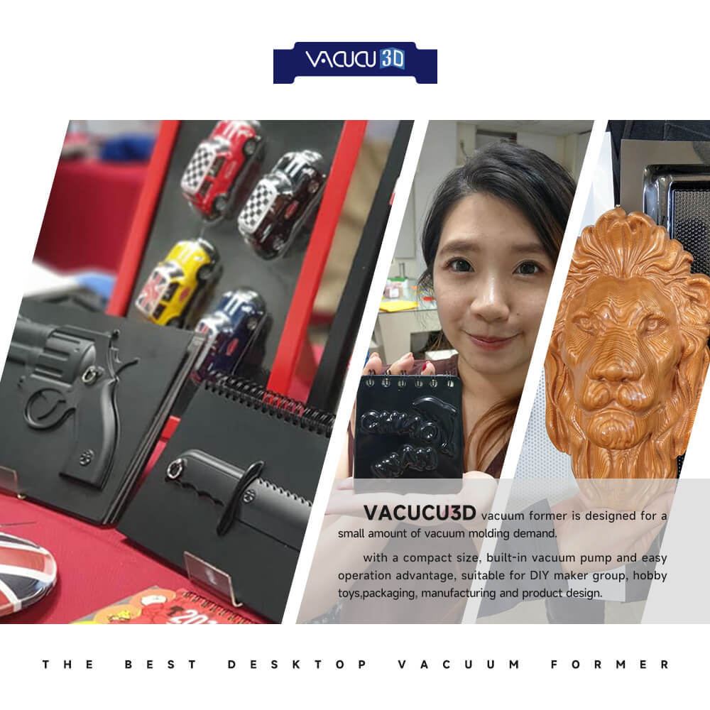 VACUCU3D A4 (210mm×297mm /8.27x11.69 in) The Desktop Vacuum Forming Machine Create Prototypes Molds and Casts in Classroom Kitchen
