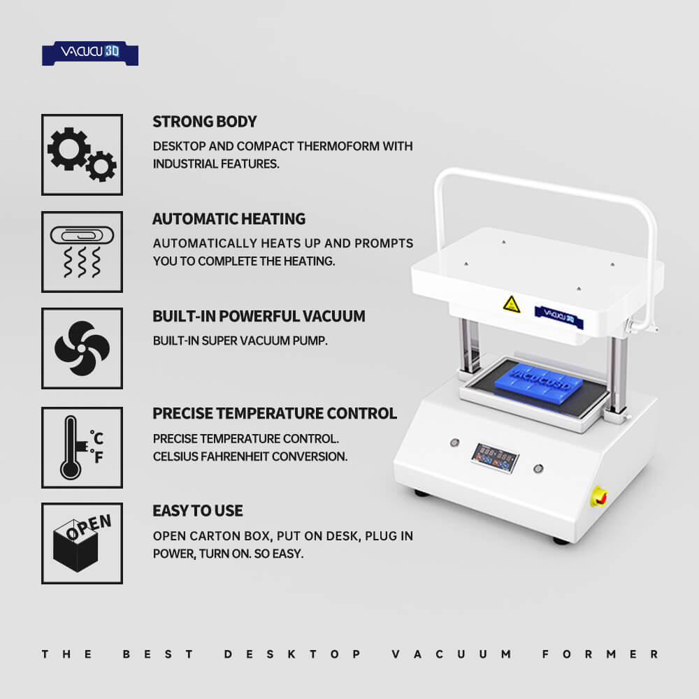 VACUCU3D A3 The Desktop Vacuum Forming Machine Create Prototypes Molds and Casts in Classroom Kitchen