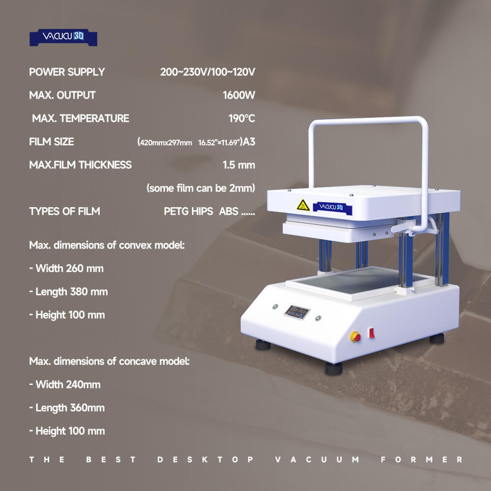 VACUCU3D A3 The Desktop Vacuum Forming Machine Create Prototypes Molds and Casts in Classroom Kitchen