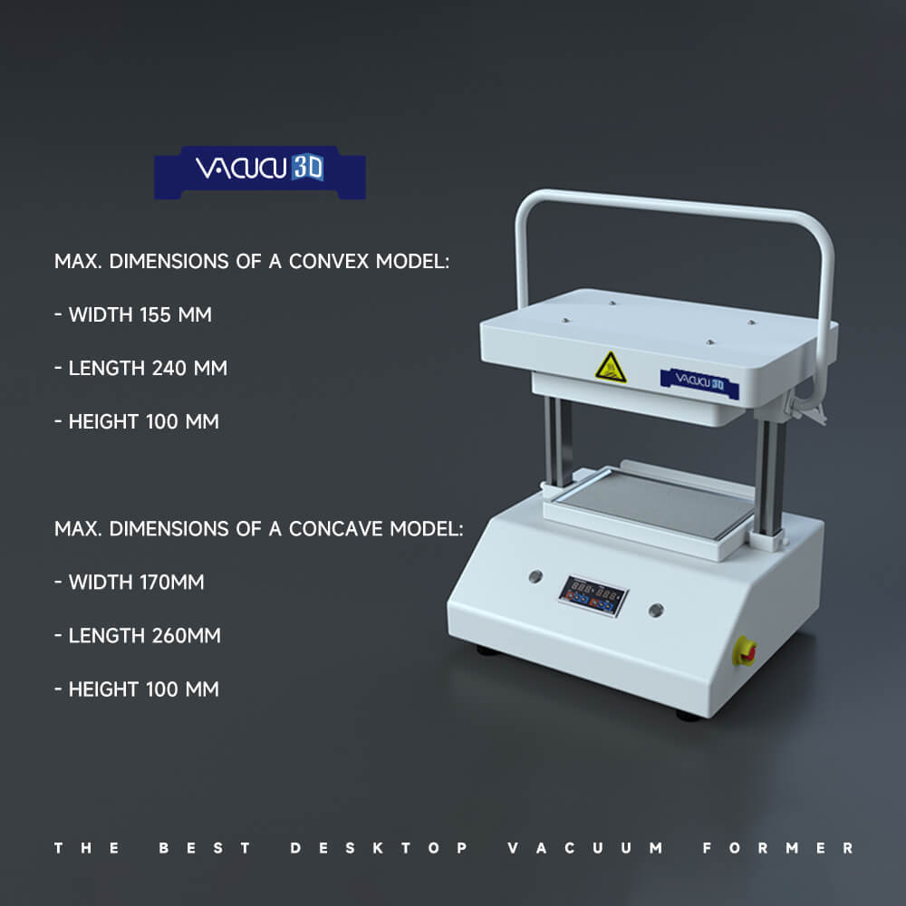 VACUCU3D A4 (210mm×297mm /8.27x11.69 in) The Desktop Vacuum Forming Machine Create Prototypes Molds and Casts in Classroom Kitchen